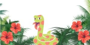 lustração do Boitatá, cobra de fogo do folclore brasileiro, entre flores e vegetação tropical