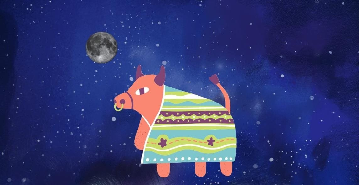Ilustração do Boi encantado, representando a lenda do Bumba Meu Boi