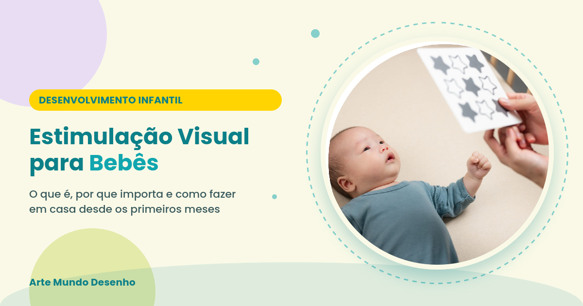 Bebê deitado observando cartão de alto contraste em preto e branco segurado por um adulto, ilustrando a estimulação visual para bebês