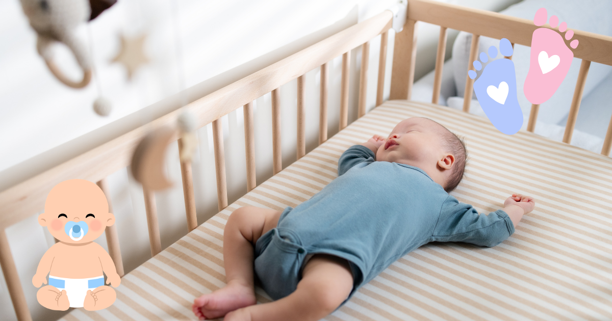 Bebê recém-nascido dormindo tranquilo no berço, ambiente aconchegante ilustrando rotina de sono do bebê