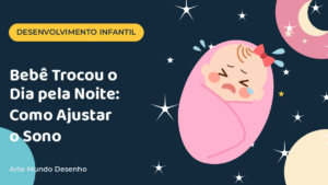 Bebê chorando à noite, dando trabalho para dormir, ilustração sobre quando o bebê troca o dia pela noite