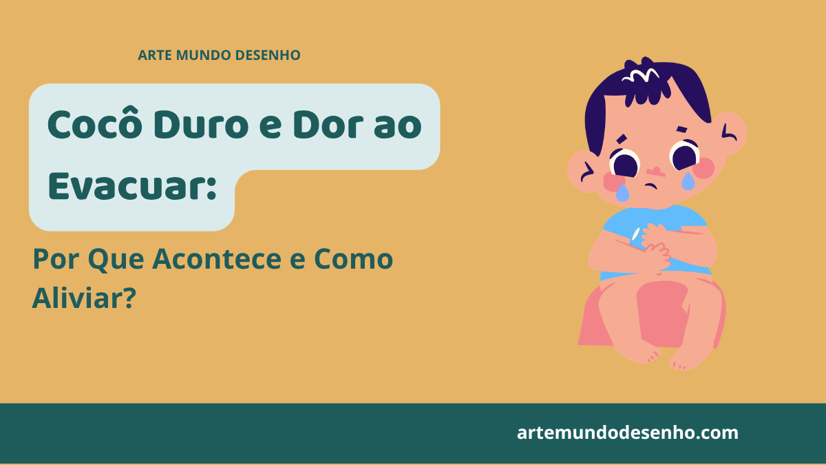 Criança fazendo cara de desconforto no banheiro, ilustração sobre cocô duro e dor ao evacuar