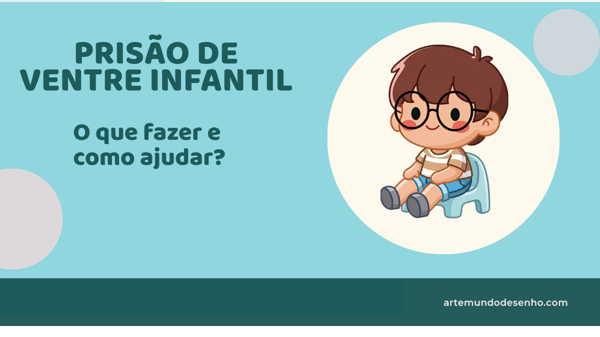 Ilustração de menino sentado no troninho, sobre prisão de ventre infantil