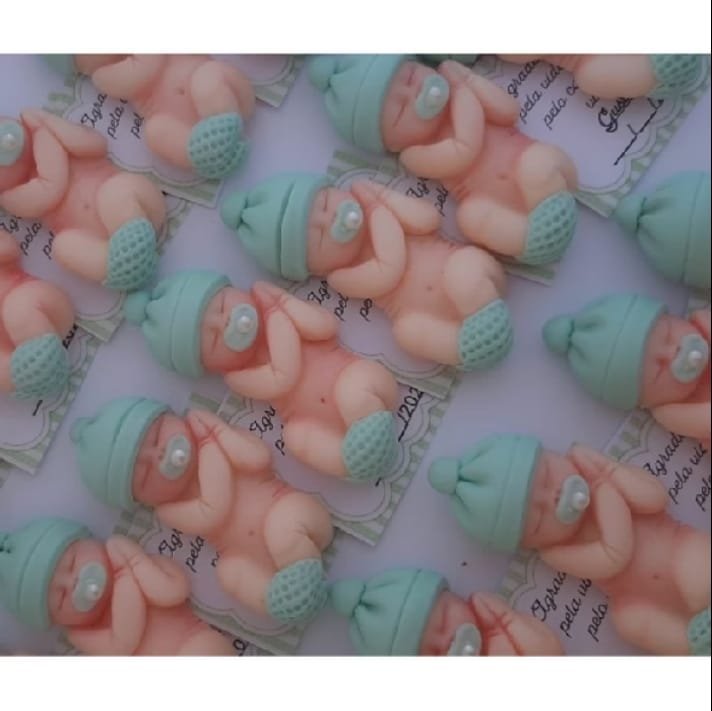 Biscuit de bebê dormindo tema verde menta personalizado