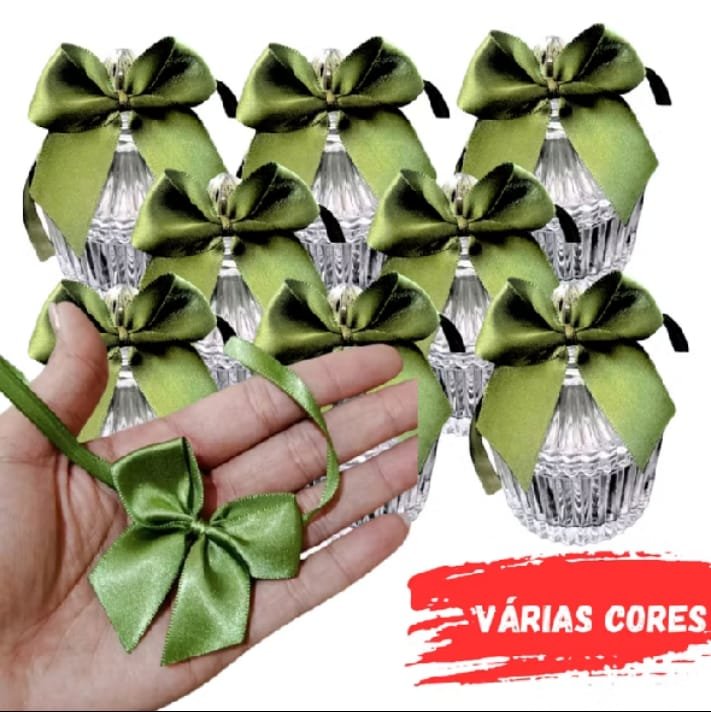 Mini cristal com laço de fita verde