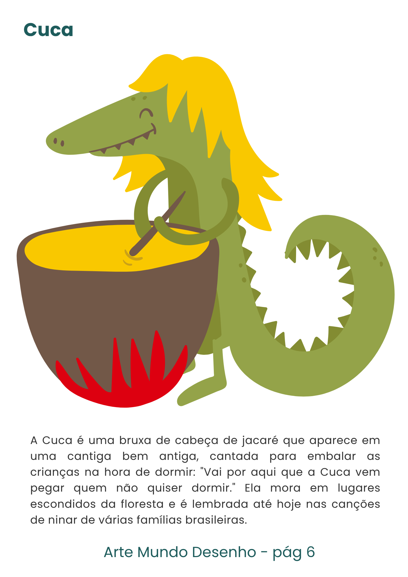 Ilustração da Cuca para colagem, personagem do folclore brasileiro