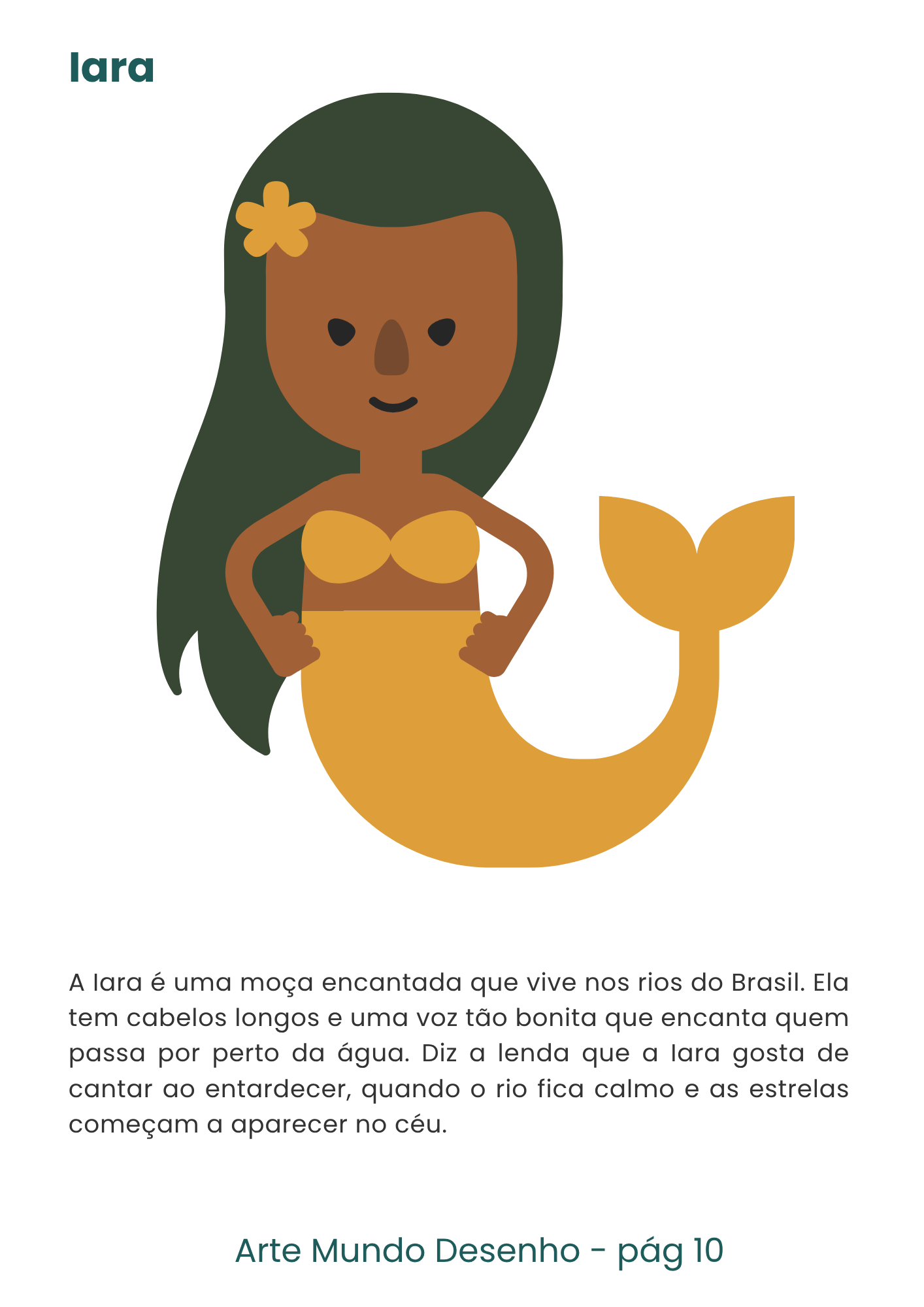 Ilustração da Iara para colagem, personagem do folclore brasileiro