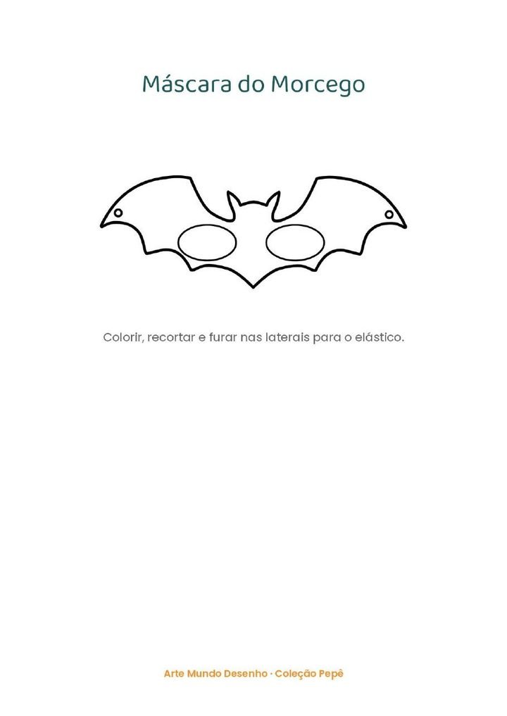 Máscara do morcego para imprimir, colorir e recortar