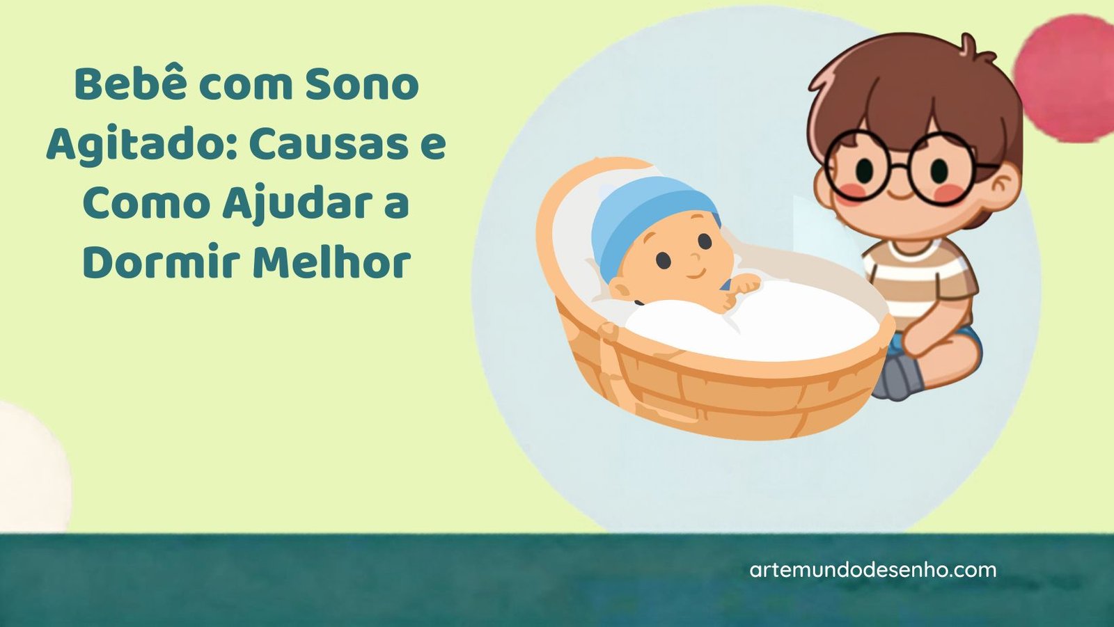 Bebê se debatendo no berço durante a noite, ilustrando sono agitado