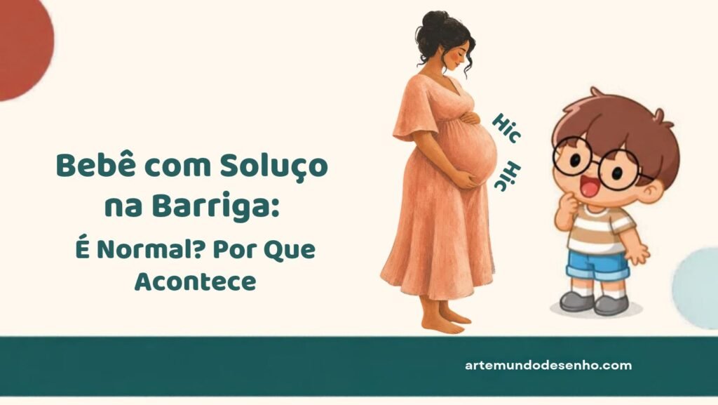 Pepê curioso ao lado de uma gestante com a mão na barriga e a palavra "Hic"