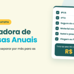 Calculadora de despesas anuais com IPVA, IPTU e outras contas somando R$ 3.600 no ano, ou R$ 300 por mês